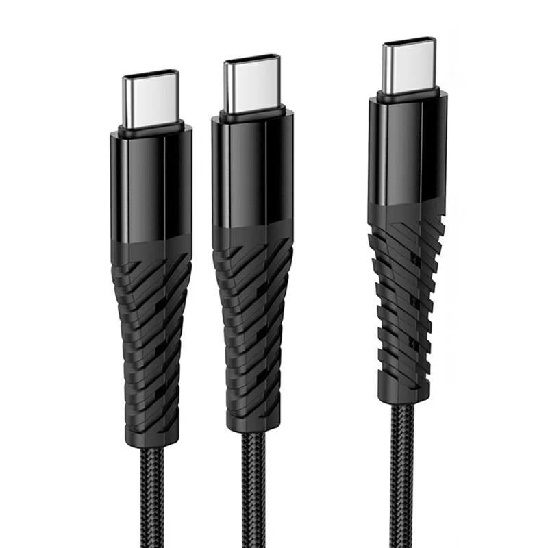 HOCO X123 1m Type-C to Type-C + Type-C Charging Cable 2 in 1 Cord, No Data Transfer - Black