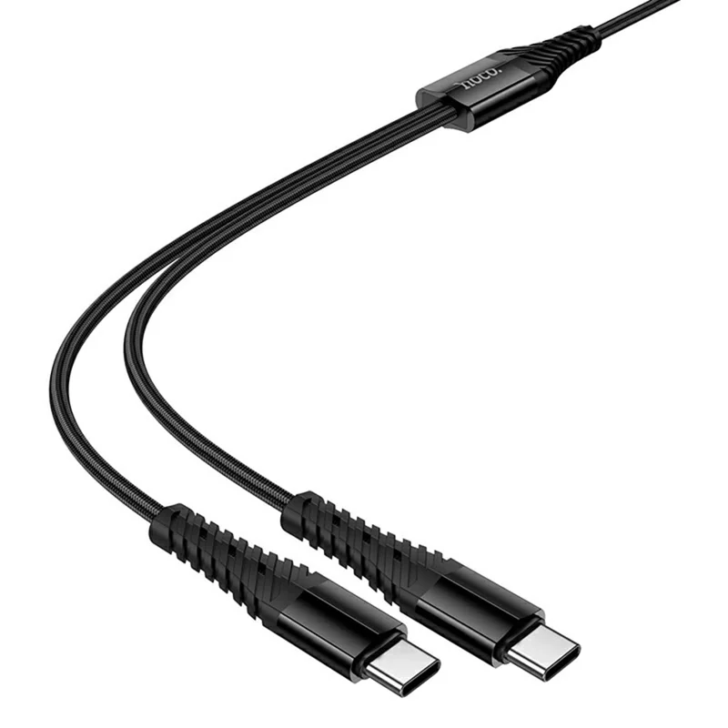 HOCO X123 1m Type-C to Type-C + Type-C Charging Cable 2 in 1 Cord, No Data Transfer - Black