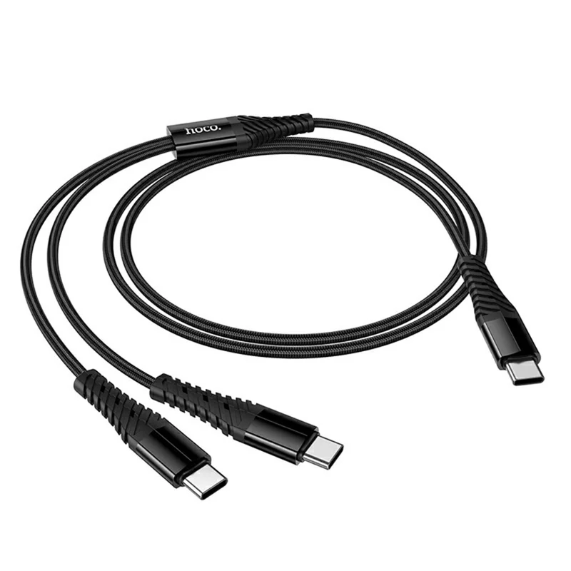 HOCO X123 1m Type-C to Type-C + Type-C Charging Cable 2 in 1 Cord, No Data Transfer - Black