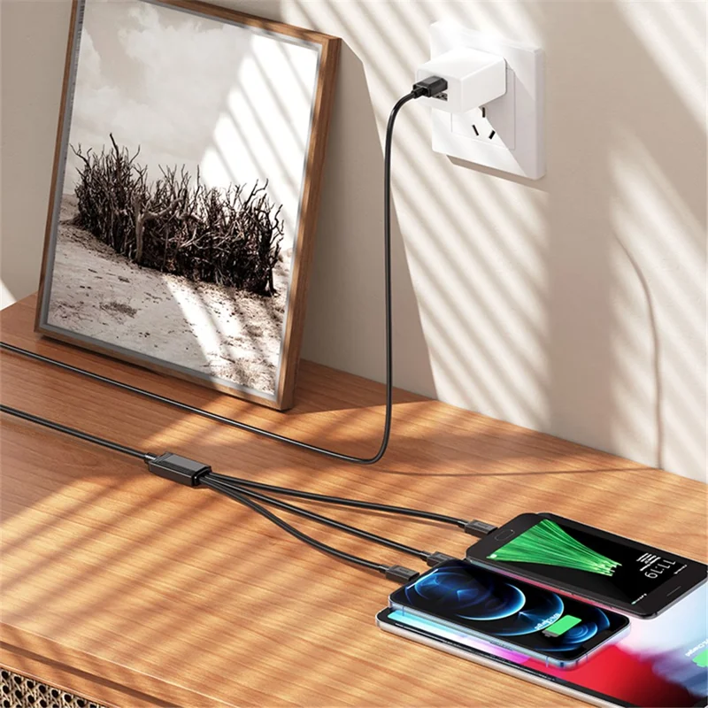 كابل شحن HOCO X74 بطول 1 م، 3 في 1 مع موصلات iP وMicro وType-C، بدون نقل بيانات - أسود