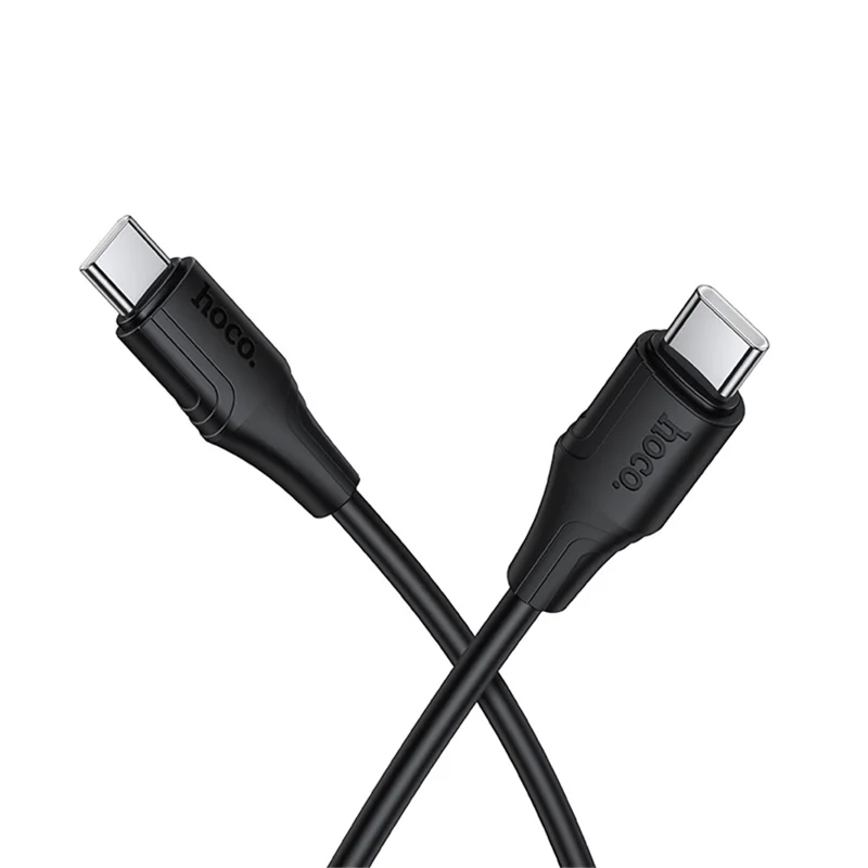 HOCO X124 1m Type-C to Type-C Cable Silicone Data Cord, 60W Laptop Fast Charging, 3A Phone Charging - Black