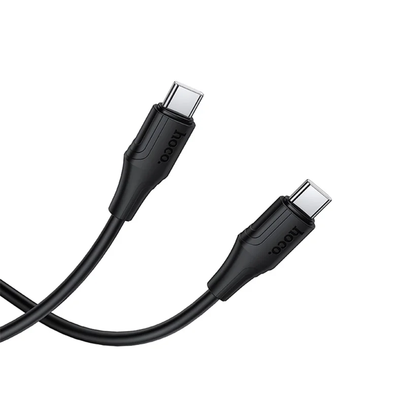 HOCO X124 1m Type-C to Type-C Cable Silicone Data Cord, 60W Laptop Fast Charging, 3A Phone Charging - Black