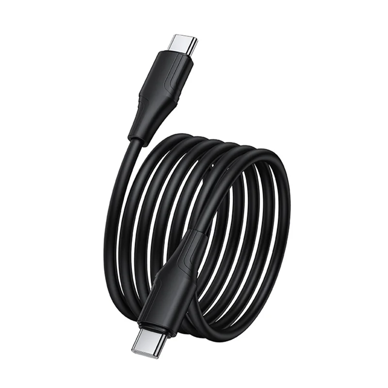 HOCO X124 1m Type-C to Type-C Cable Silicone Data Cord, 60W Laptop Fast Charging, 3A Phone Charging - Black