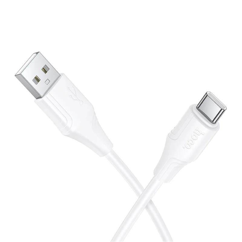 HOCO X124 1m Type-C Charging Cable Silicone Data Transfer Cord, Supports 2.3A Charging - White
