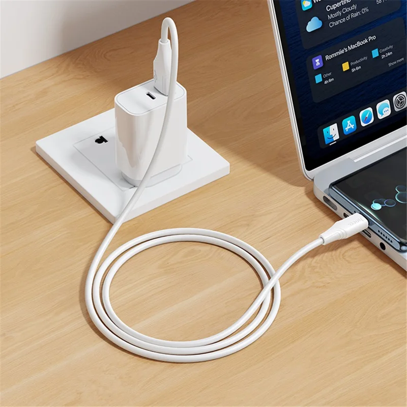 HOCO X124 1m Type-C Charging Cable Silicone Data Transfer Cord, Supports 2.3A Charging - White
