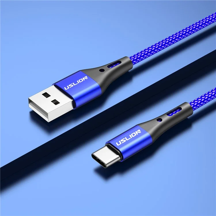 Uslion Tipo C Cable de Datos 3A Cable Trenzado de Carga Rápida 2m - Azul