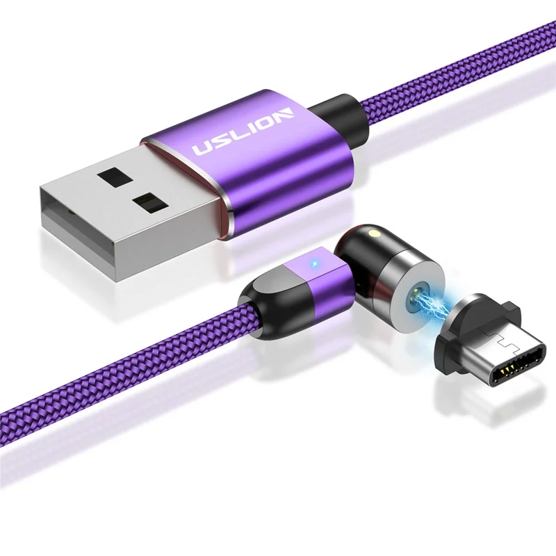 USLION 1M 2.4A USB to Type C 540 Degree Roating Magnetic Charging Cable - Purple