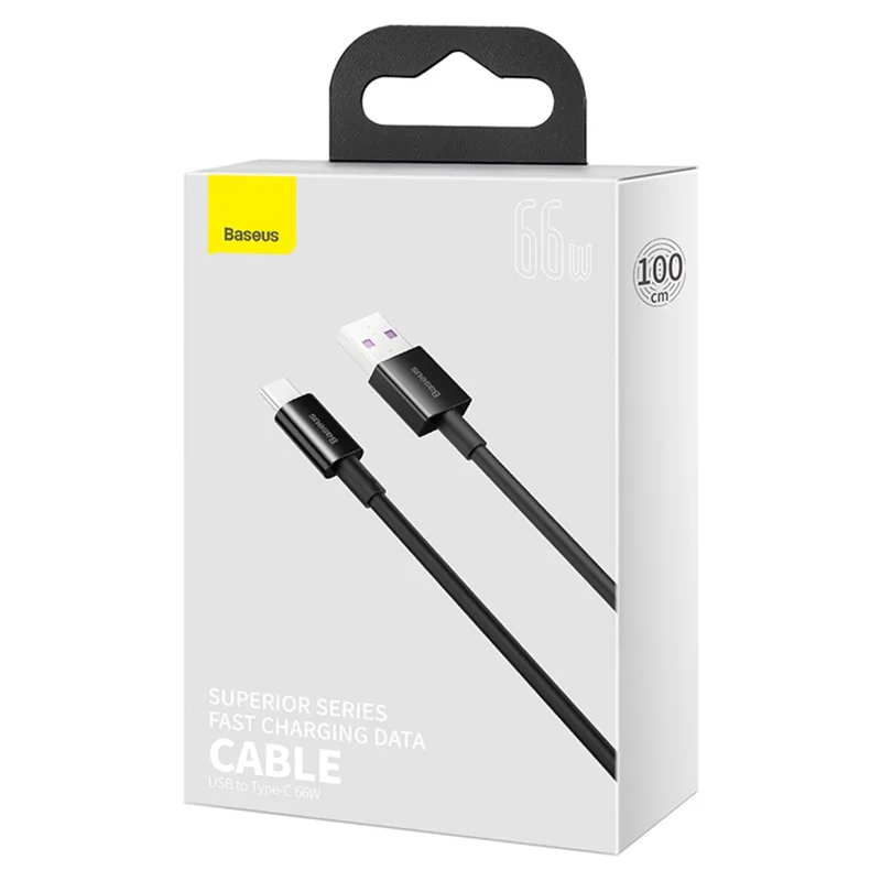 BASEUS Superior-serie snelladen- en gegevenskabel USB naar Type-C 66W 2 m - Zwart