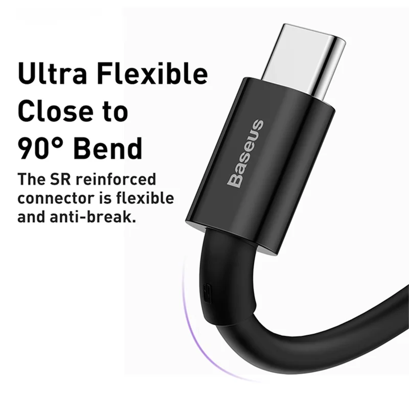BASEUS Superior-serie snelladen- en gegevenskabel USB naar Type-C 66W 2 m - Zwart