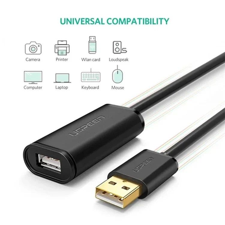 UGREEN 5m USB 2.0 Male to Female Signal Amplifier Extension Cable Cord for Printer Computer Laptop