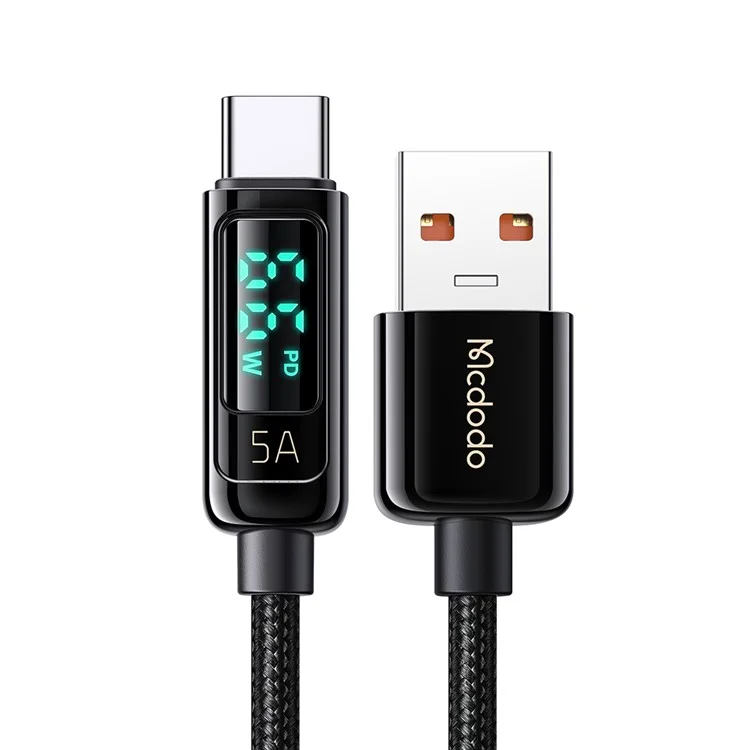 MCDODO MDD CA-869 1.2m USB Typ C Kabel Mobiltelefonladendatenkabel Mit Digitalanzeige Für Huawei Xiaomi - Schwarz