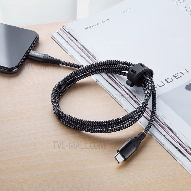 ESR 2m USB-C to Lightning Durable Double Braided Nylon Cable with MFi Certificate - Black