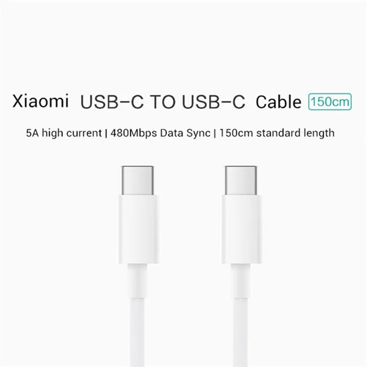 XIAOMI SJX12ZM Cavo USB-C a USB-C 1,5m 5A 100W Max Tipo C Ricarica Rapida Alta Velocità Dati Cavo