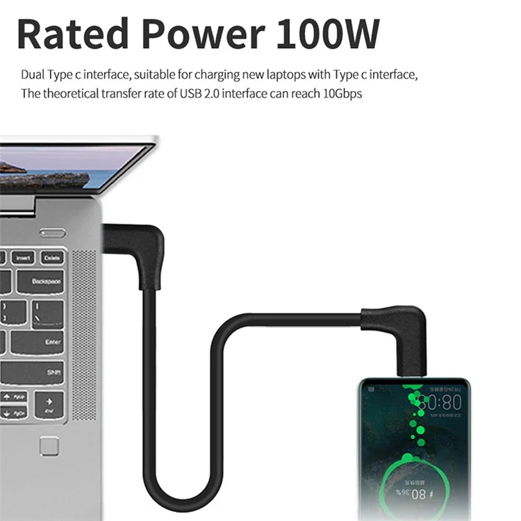PQ098 Câble de données mâle à mâle 5 m Type-C 10 Gbps Écran de projection 4K PD100W Câble de charge rapide 5A Gen2