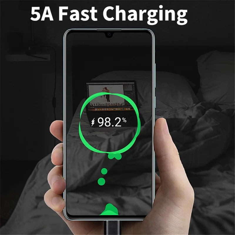 PQ099 0.5m 100W 5A Type-C Male to Male 1000Mb/s Data Cable Gen2 4K Projection Screen PD Fast Charging Cable