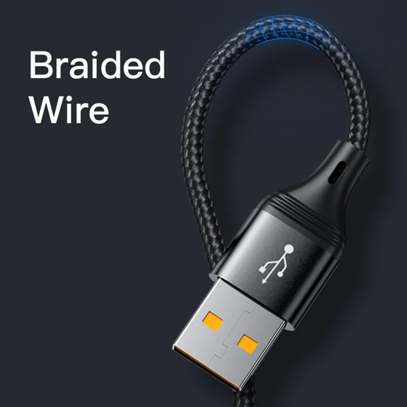 YESIDO CA73 3 in 1 USB A to USB-C/Micro USB/Lightning 66W Max Fast Charger Cord Data Cable