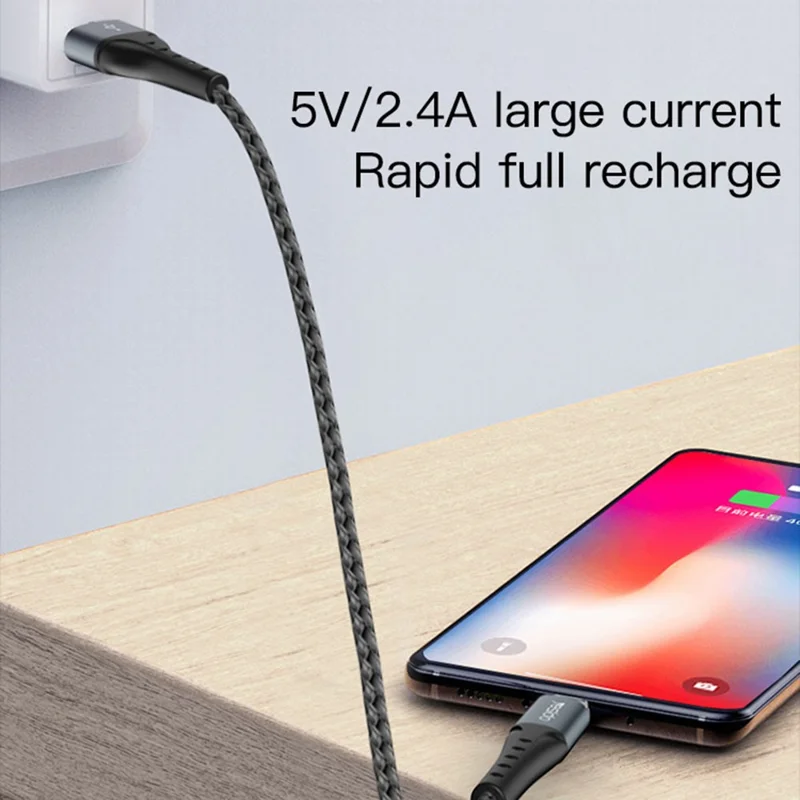 YESIDO CA63 2.4A Fast Charging USB to Type-C High Speed Data Sync Cable 2m