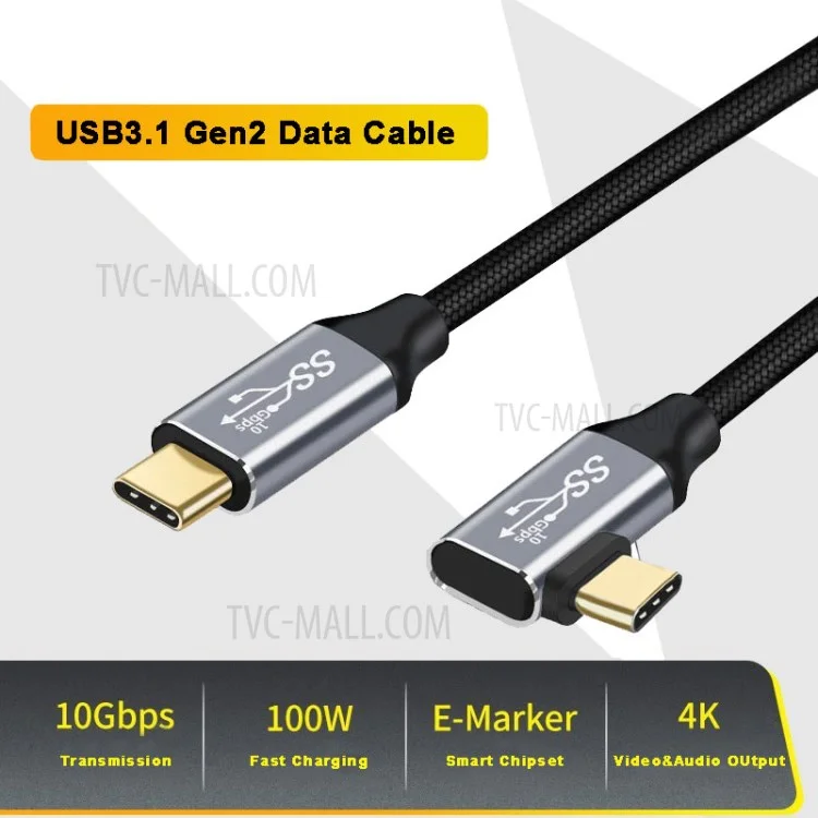 Câble de transmission de données vidéo de charge rapide 4K 100 W USB-C QC4.0 de 1,5 m pour MacBook Air/iPad Pro 2020