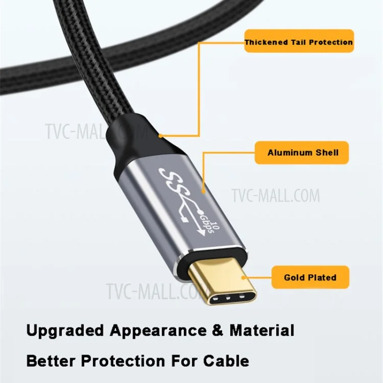 Câble de transmission de données vidéo de charge rapide 4K 100 W USB-C QC4.0 de 1,5 m pour MacBook Air/iPad Pro 2020