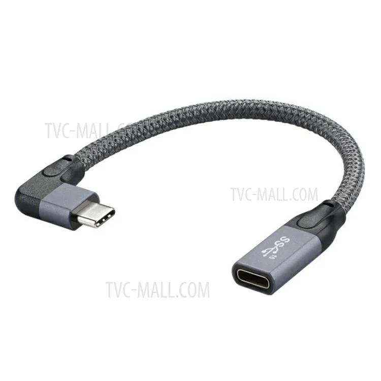 0.2m 100W PD 5A Codo Cable de Extensión USB3.1 Gen 2 Tipo-C 4K 60Hz 10Gbps USB-C para Macbook ASUS HP Portátil