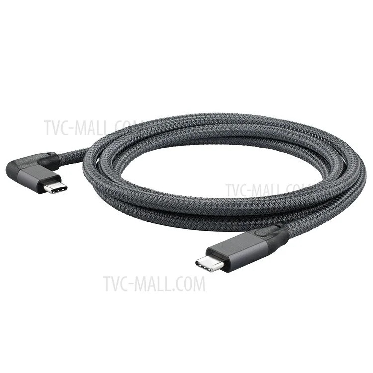 Cable codo USB-C macho a USB-C macho de 1.5m PD 100W Carga rápida 4K Transmisión de video