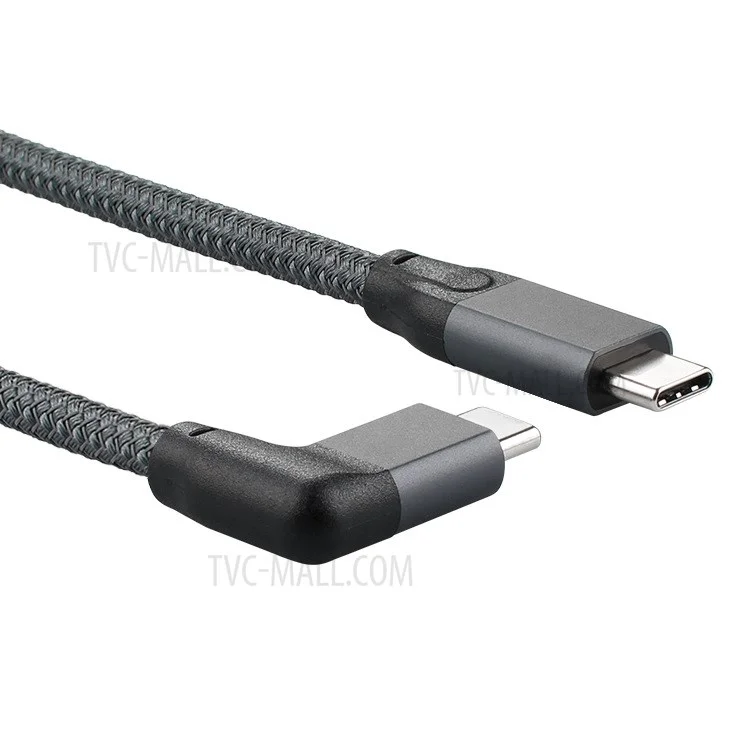 Cable codo USB-C macho a USB-C macho de 1.5m PD 100W Carga rápida 4K Transmisión de video