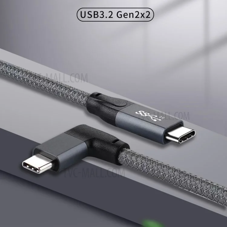Cable codo USB-C macho a USB-C macho de 1.5m PD 100W Carga rápida 4K Transmisión de video