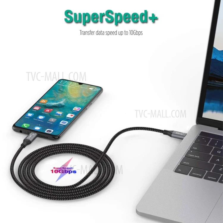 Cable Tipo C Macho a Macho de 1,5 m 20 Gbps Transmisión 4K Carga Rápida PD100W 5A/20V para Macbook Pro