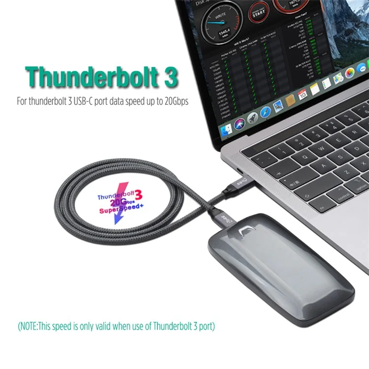 Cable de carga rápida de 2 m de USB-C macho a USB-C macho PD 100 W 5 A/20 V, transmisión de audio y vídeo 4K 20 Gbps para Macbook Pro