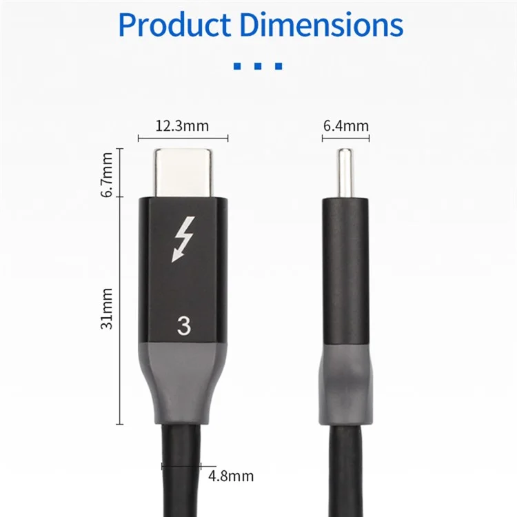 0.9m USB-C to USB-C PD 100W Fast Charging Cable USB3.1 Thunderbolt 3 40Gbps Cord for MacBook Pro/iPad Pro
