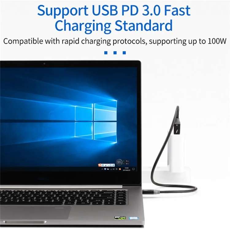 0,9 m USB-C à USB-C PD 100W Câble de Charge Rapide USB3.1 Cordon Thunderbolt 3 40 Gbps Pour MacBook Pro / Ipad Pro