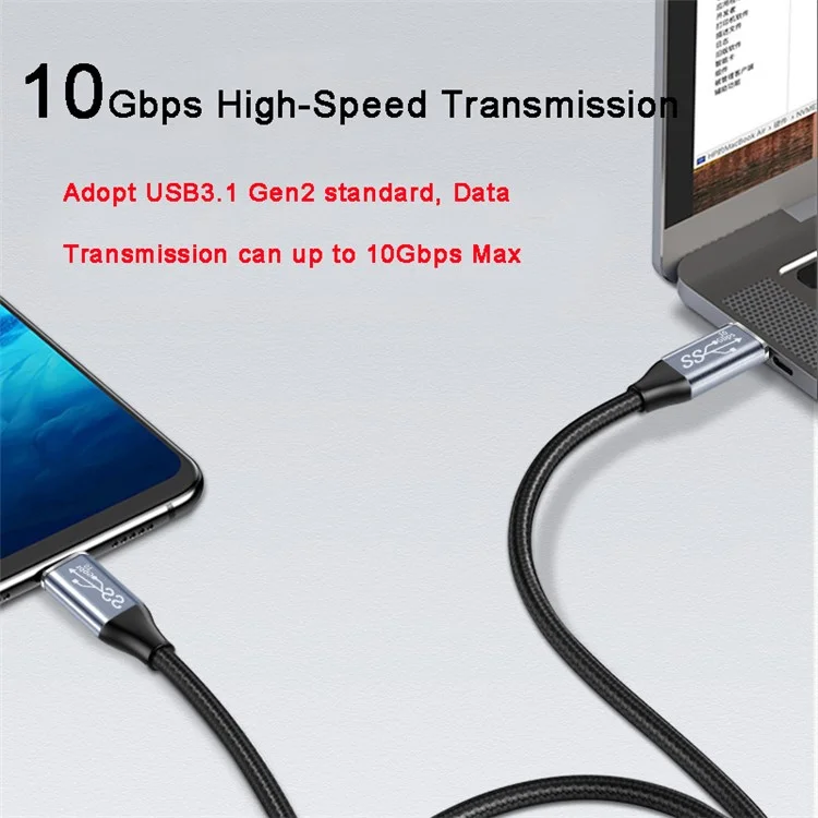 1m Type C Female to C Male Elbow Extension Cable Type C 3.1 Gen2 PD 100W HD Projection Multi-function Cable