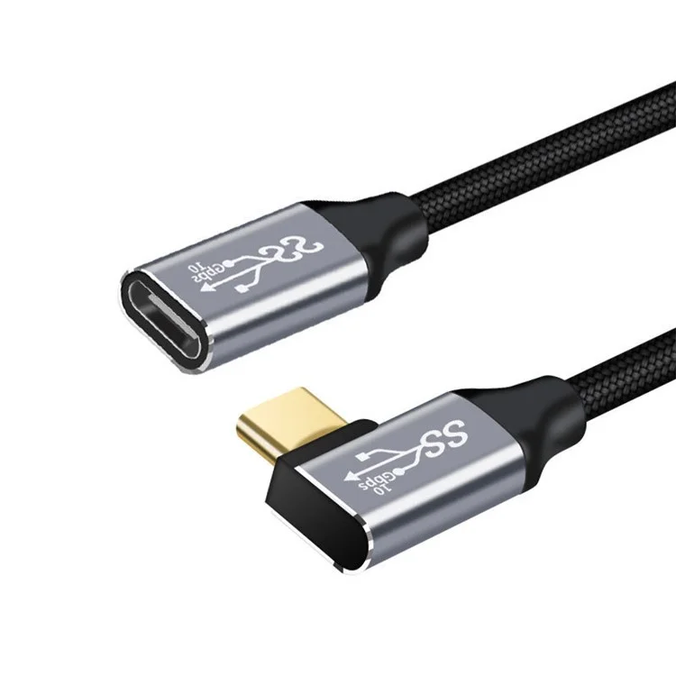 1m Type C Female to C Male Elbow Extension Cable Type C 3.1 Gen2 PD 100W HD Projection Multi-function Cable