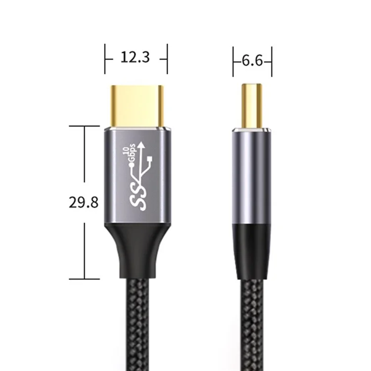 0,5 m 100 W PD Nylon geflochtenes USB-C-Stecker zu USB-C-Stecker USB 3.1 Gen2 10 Gbps Multifunktions-Typ-C-Kabel