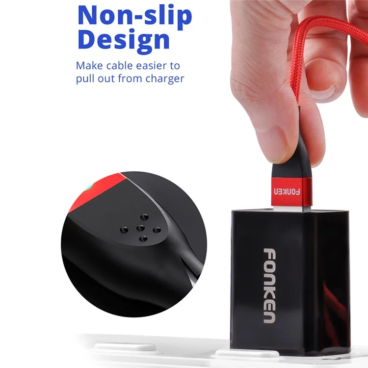 Fonken [Micro USB, 1m] FKCXX-05 3A Cordon de Données du Chargeur de Téléphone Magnétique à Charge Rapide - le Noir