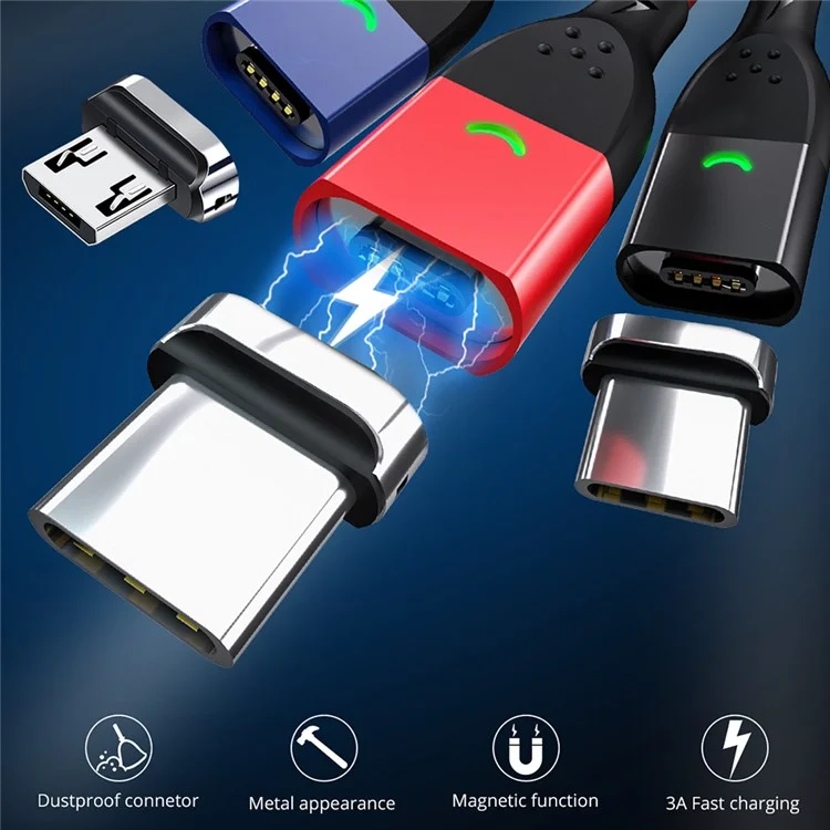 FONKEN [Micro USB, 1m] FKCXX-05 3A Fast Charging Magnetic Cable Phone Charger Data Cord - Black