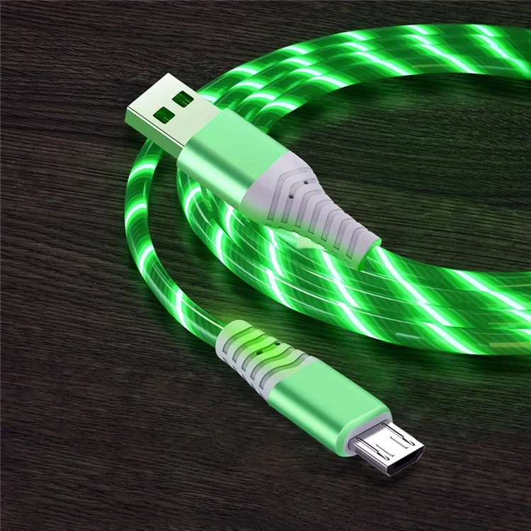 Câble de charge rapide de 2 m à LED brillantes 3A - Vert
