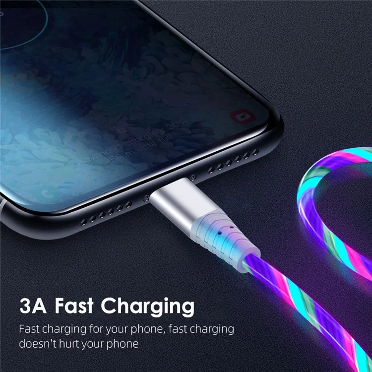 Câble de charge rapide de 2 m à LED brillantes 3A - Vert