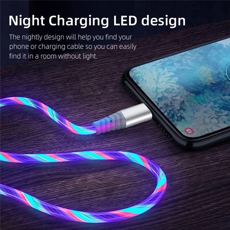 Câble de charge rapide de 2 m à LED brillantes 3A - Vert