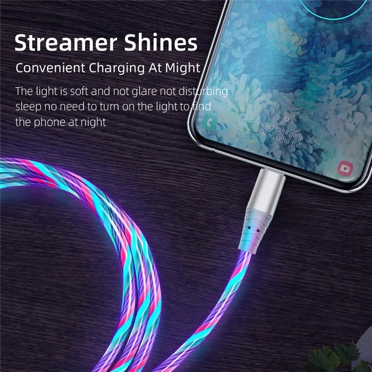 Câble de charge rapide de 2 m à LED brillantes 3A - Vert