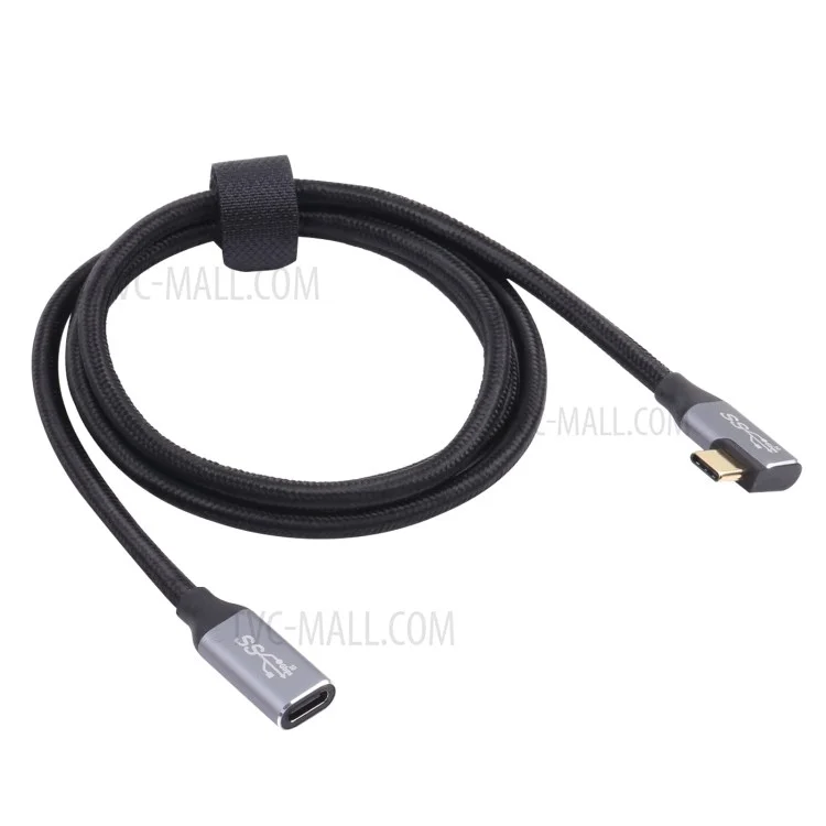 Câble de données Type-C mâle à Type-C femelle en nylon tressé de 0,5 m 10Gbps Cordon de transfert