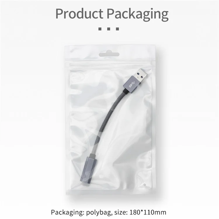 Портативный USB-C Женский до USB-A 3.0 Мужской Адаптерный Кабель (Aluminum Alloy Plug + Braided Cable) - Серый