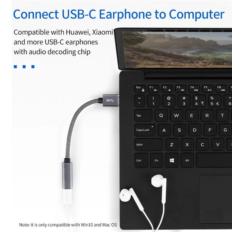 Портативный USB-C Женский до USB-A 3.0 Мужской Адаптерный Кабель (Aluminum Alloy Plug + Braided Cable) - Серый