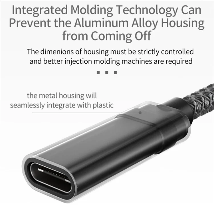 Портативный USB-C Женский до USB-A 3.0 Мужской Адаптерный Кабель (Aluminum Alloy Plug + Braided Cable) - Серый