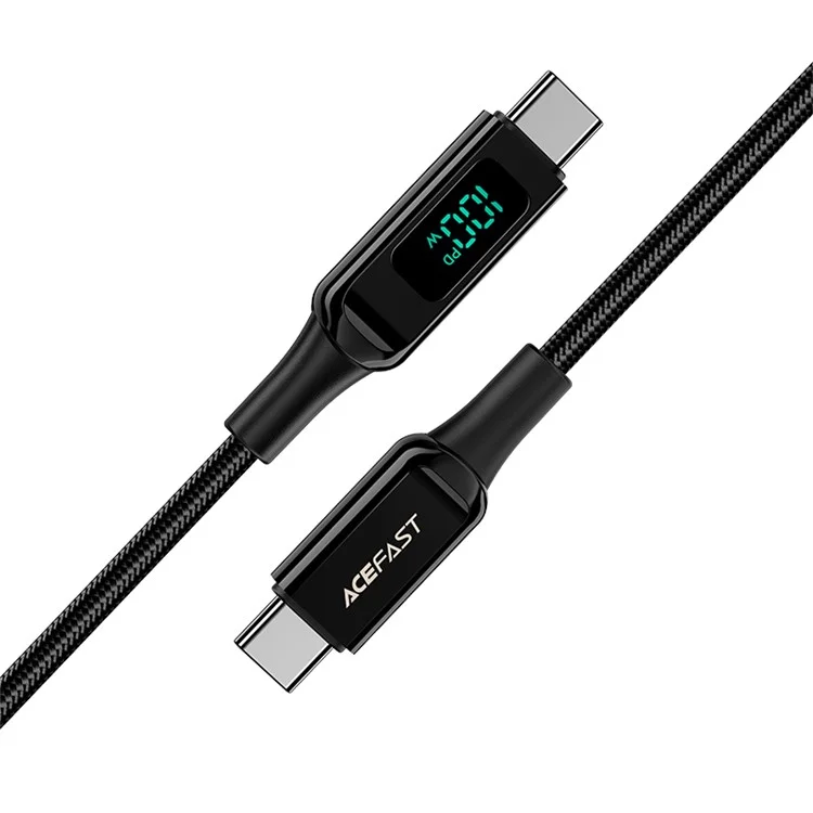ACEFAST C6-03 for iPhone 15 Series USB-C to USB-C 100W Zinc Alloy Digital Display Charging Cable Braided Data Cord  - Black