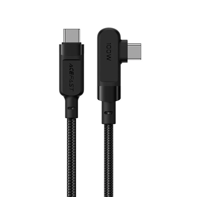 Acefast C5-03 USB-C zu USB-C 100W 90 Grad Rechtwinkliger Aluminiumlegierungsdatenkabel - Schwarz