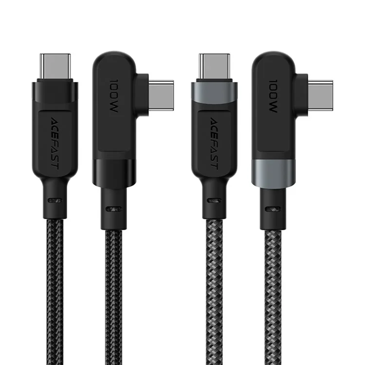 Acefast C5-03 USB-C a USB-C 100W 90 Gradi Right Angled Alluminio Charging Data Cable - Nero