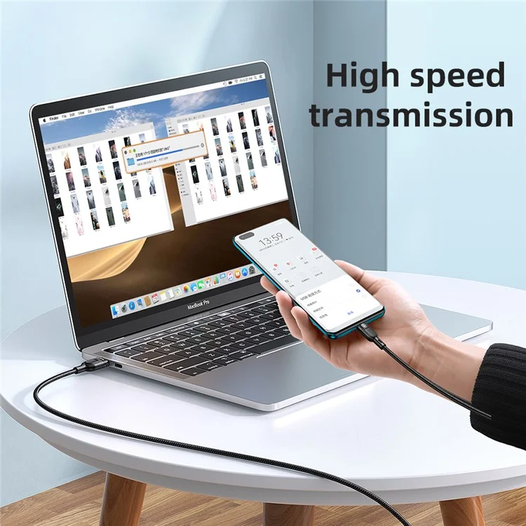 MCDODO MDD CA-093 3 in 1 Super Fast Charging Cable High-speed Transmission Data Cable Flexible Braided Wire (L+M+T) - Black