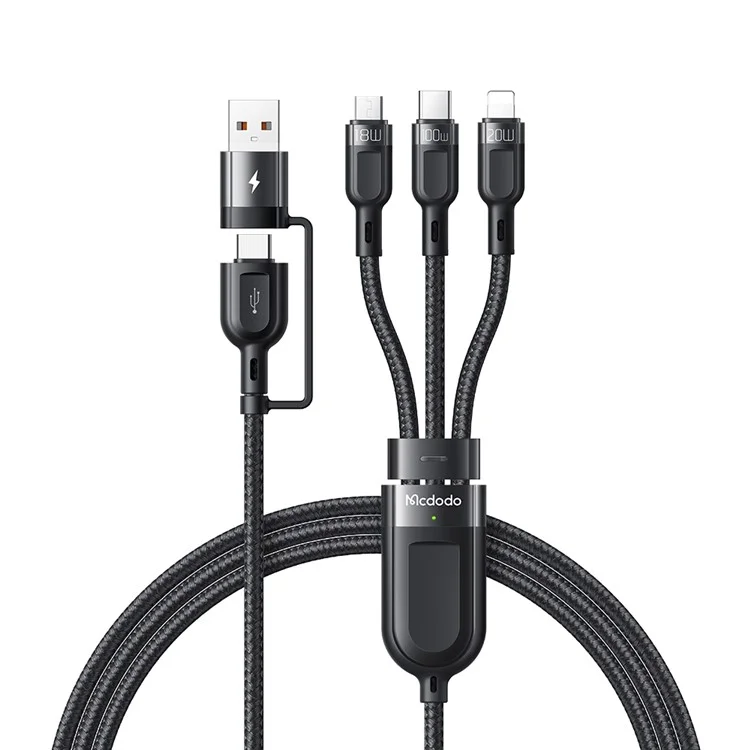 MCDODO CA-8800 Cabo de Dados de Carregamento Rápido USB/Tipo-C para Tipo-C/Lightning/Micro - Preto