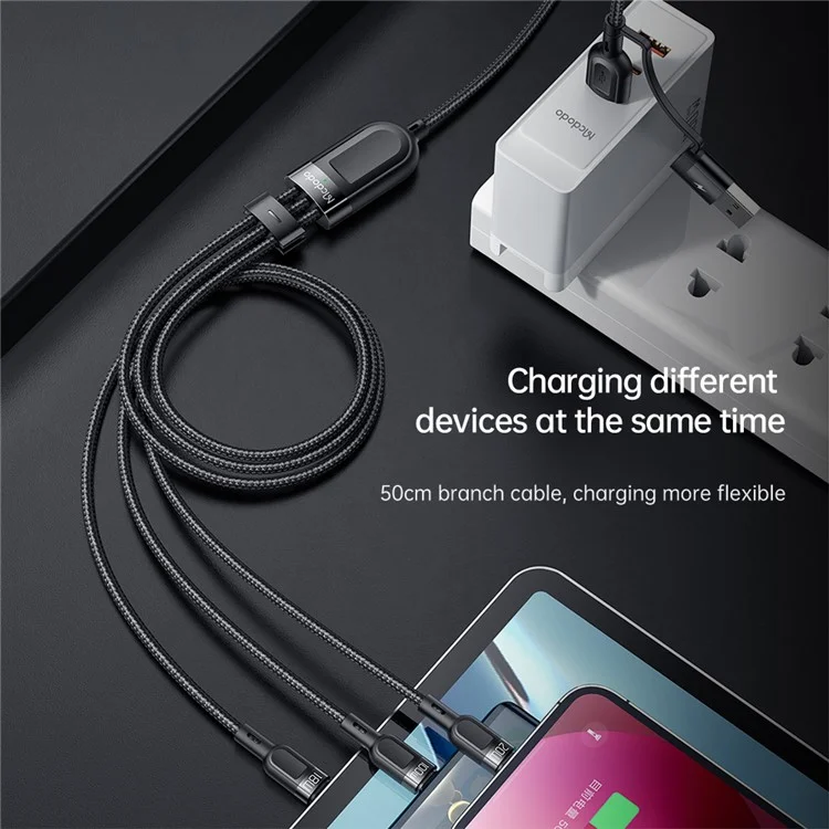 MCDODO CA-8800 Cabo de Dados de Carregamento Rápido USB/Tipo-C para Tipo-C/Lightning/Micro - Preto